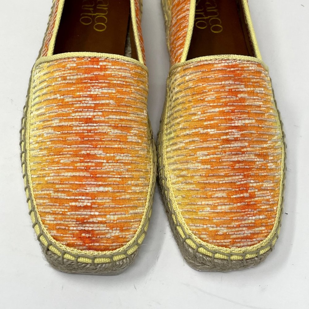 Franco Sarto Womens New Yellow Orange Woven Slip on Espadrille Size 6